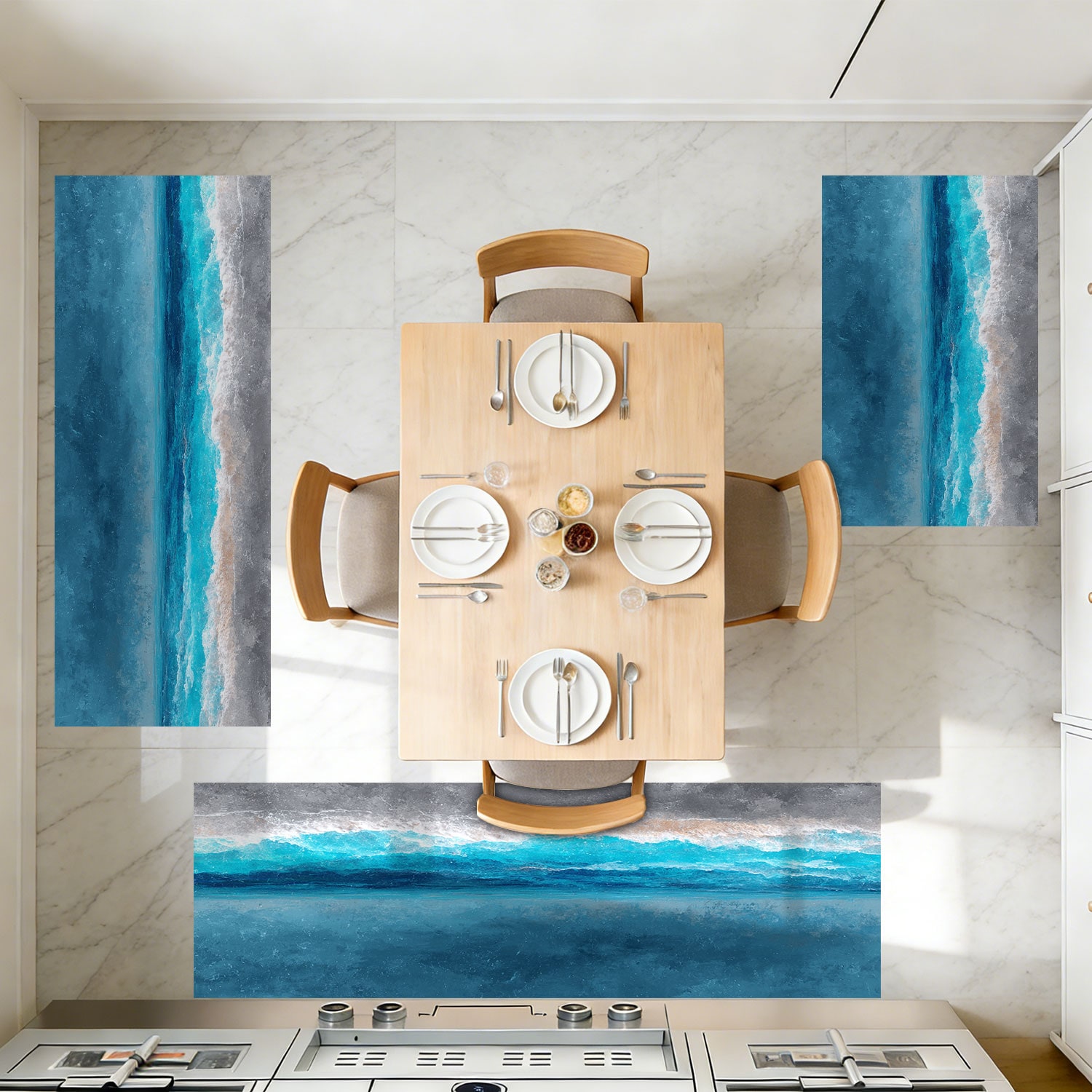 Three-piece Kitchen Rug Set Non-slip And Washable Abstract Pattern_voghion.com