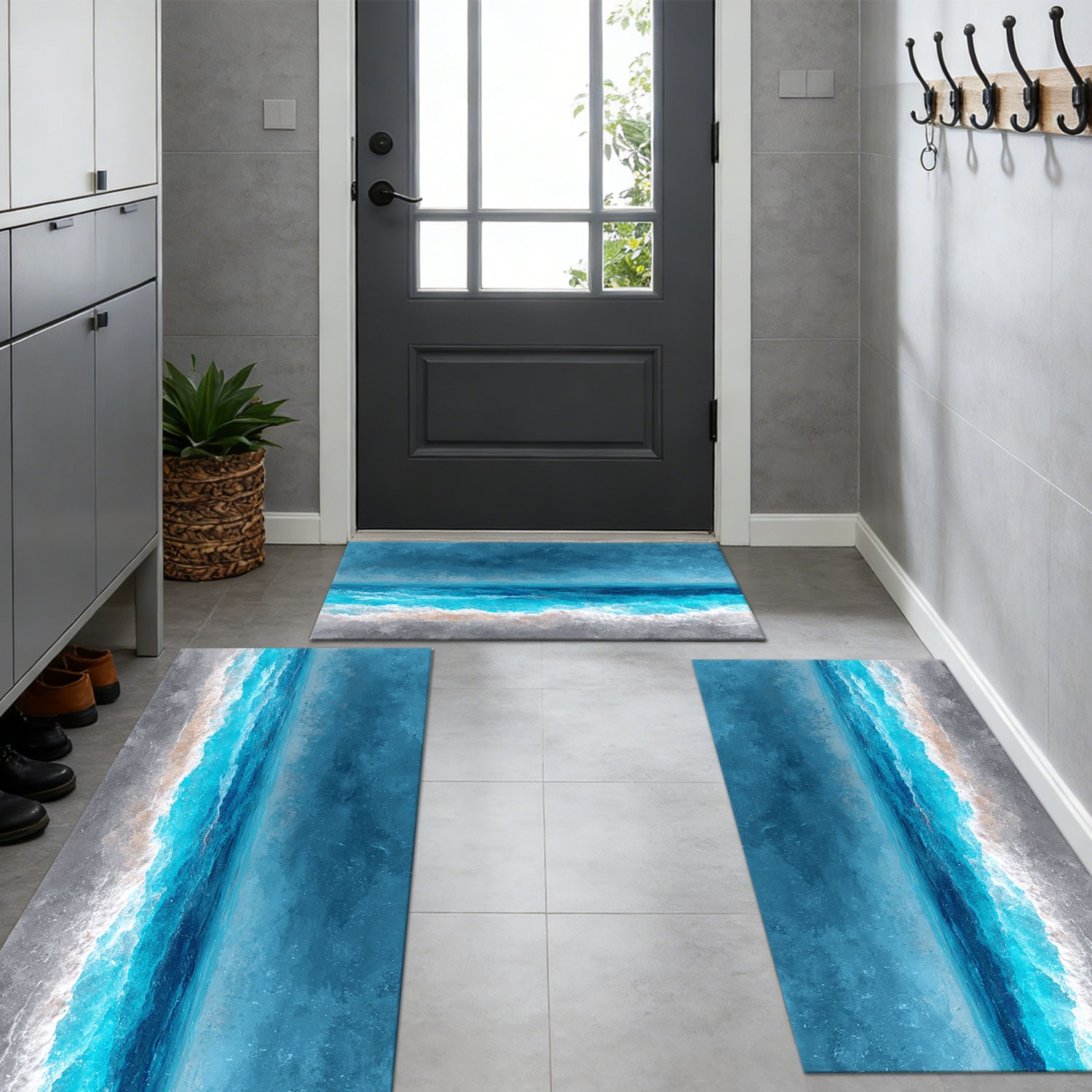 Three-piece Kitchen Rug Set Non-slip And Washable Abstract Pattern_voghion.com