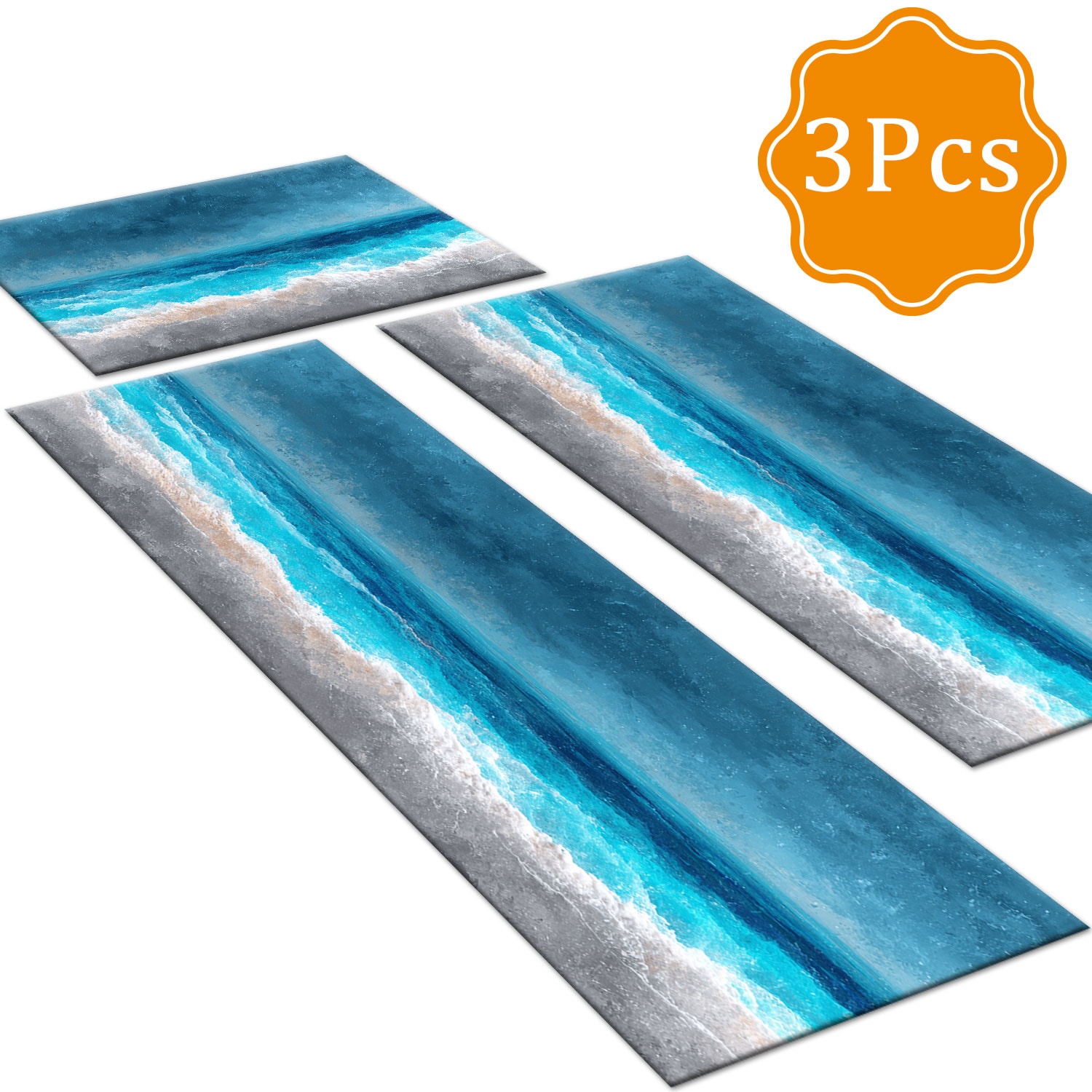 Three-piece Kitchen Rug Set Non-slip And Washable Abstract Pattern_voghion.com
