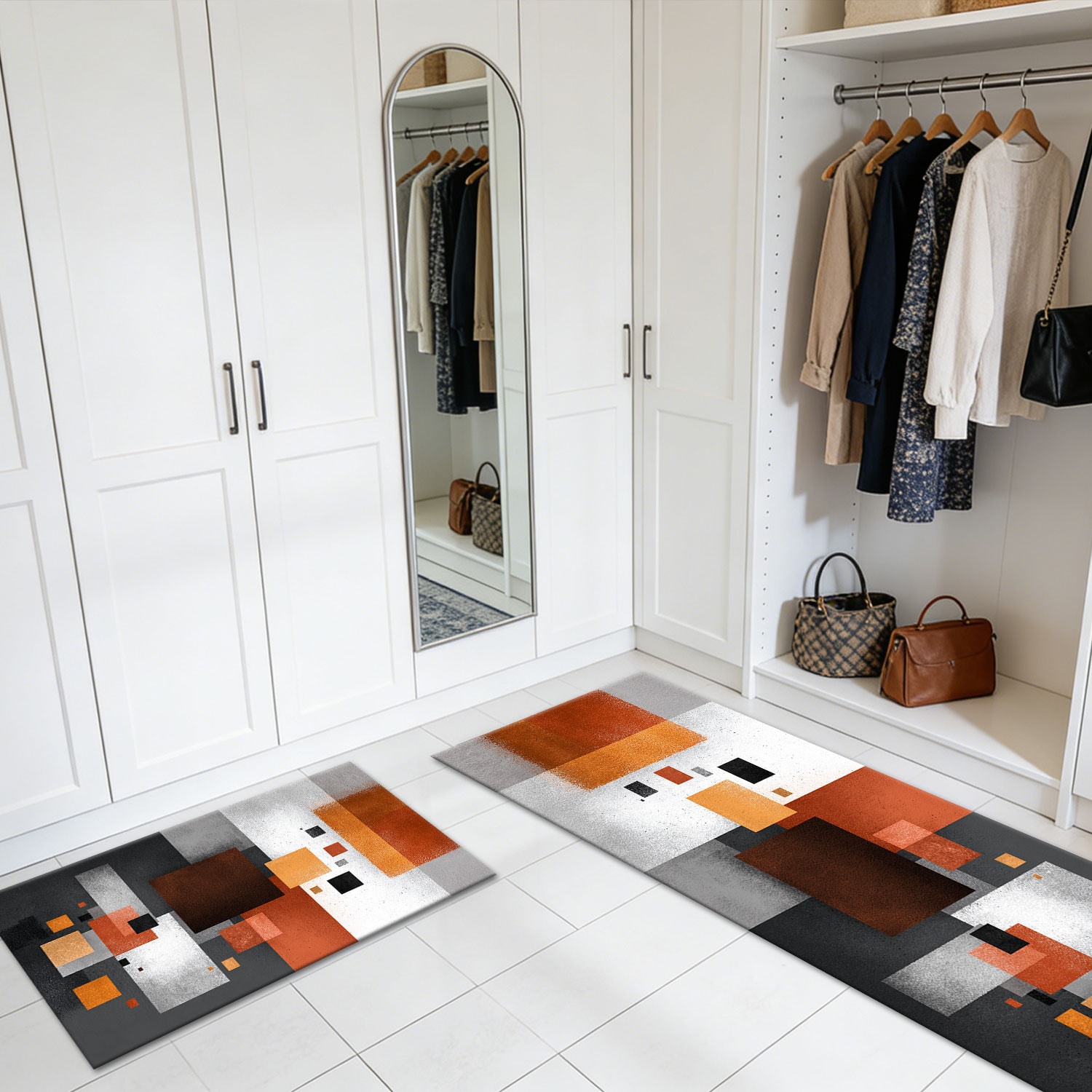 Three Piece Kitchen Rug Set Non Slip Abstract Washable Kitchen Runner_voghion.com