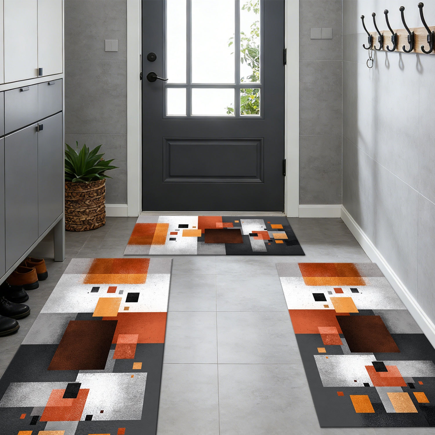 Three Piece Kitchen Rug Set Non Slip Abstract Washable Kitchen Runner_voghion.com