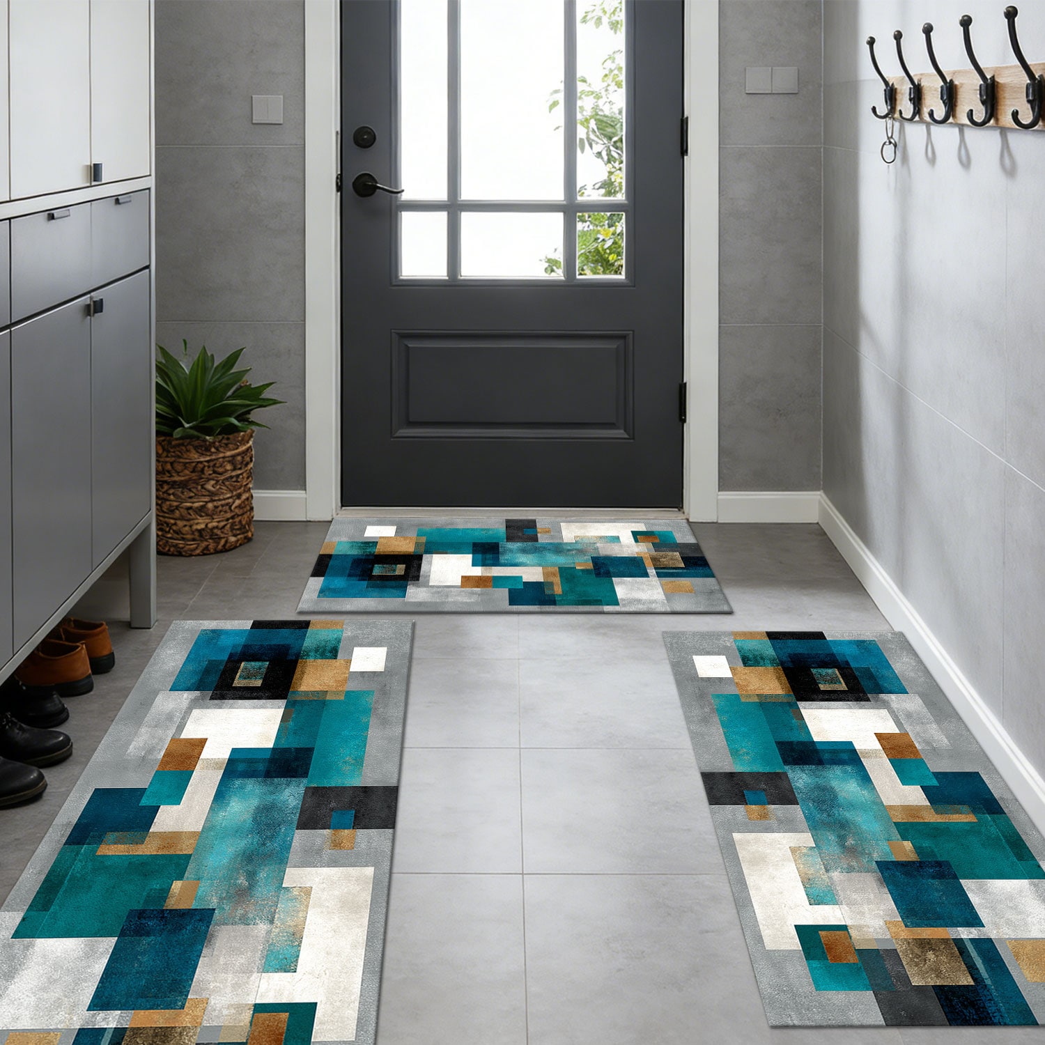 Three-piece Kitchen Rug Set Non-slip Abstract Pattern Floor Mat_voghion.com