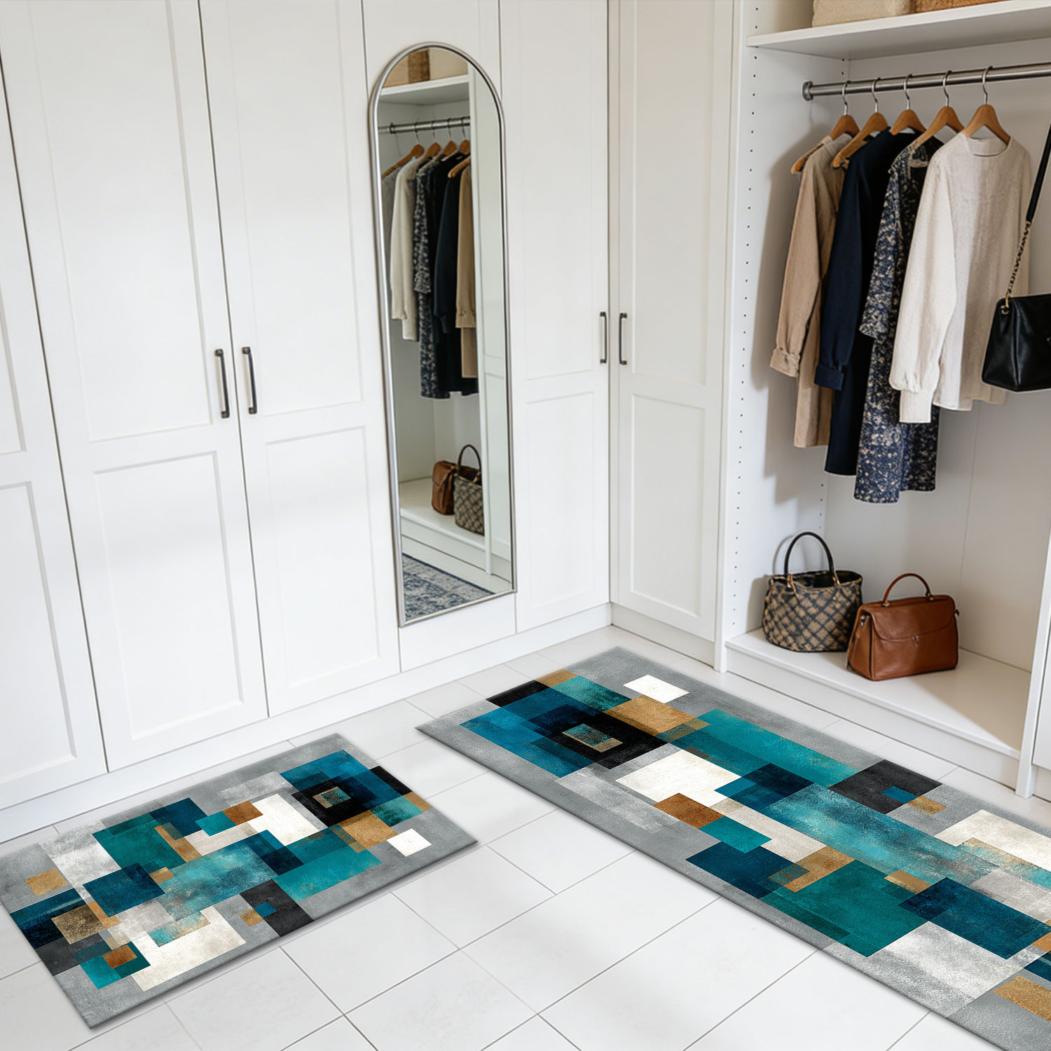 Three-piece Kitchen Rug Set Non-slip Abstract Pattern Floor Mat_voghion.com