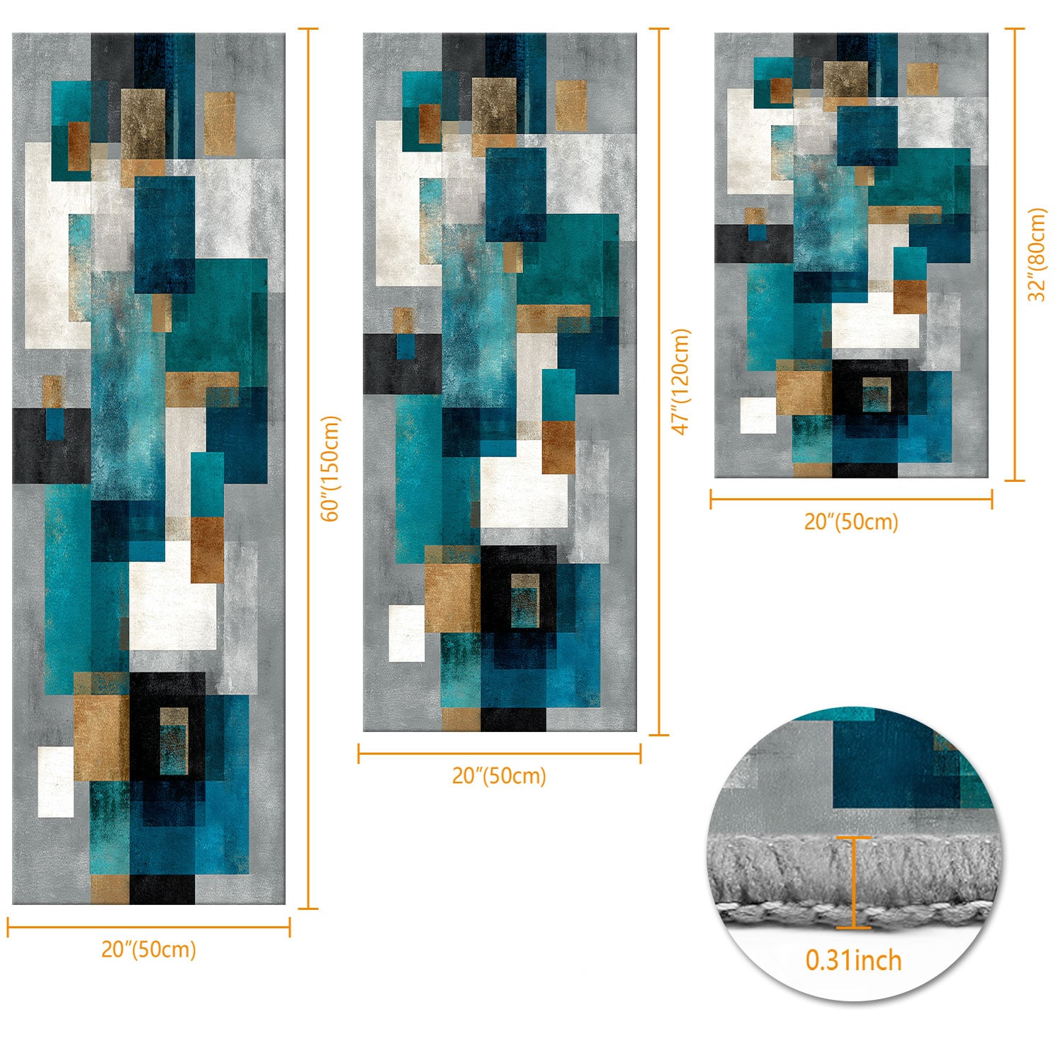 Three-piece Kitchen Rug Set Non-slip Abstract Pattern Floor Mat_voghion.com