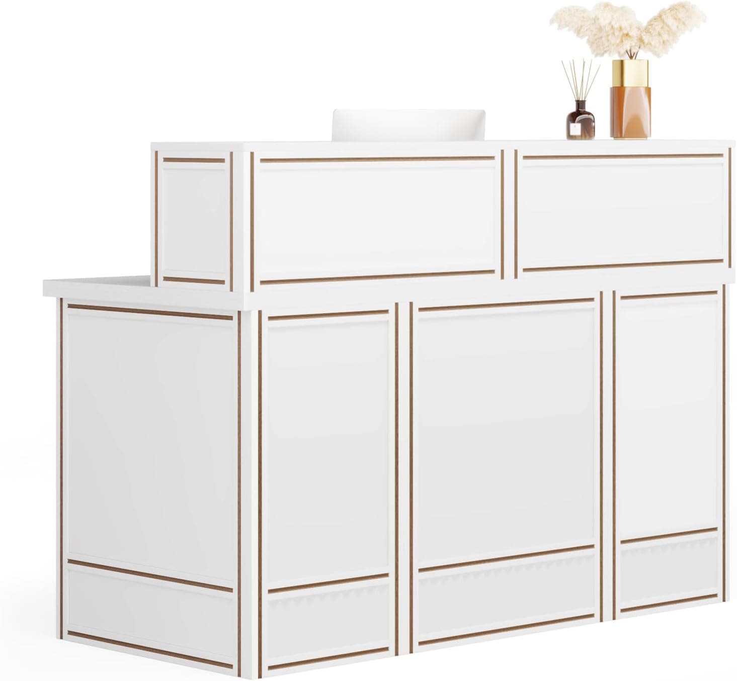 Reception Desk Front Desk With Counter & Metal Frame_voghion.com