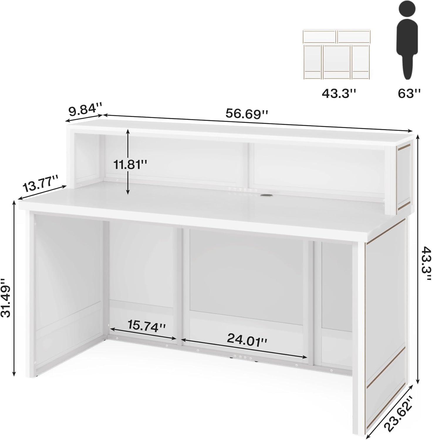 Reception Desk Front Desk With Counter & Metal Frame_voghion.com