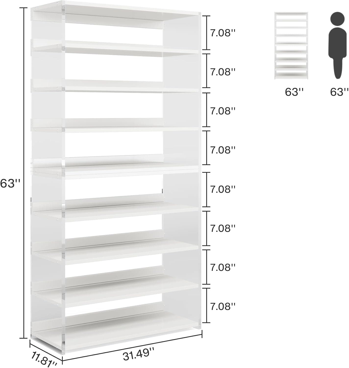 8-Tier Shoe Rack, 32 Pair Modern Shoe Storage Cabinet_maomaolike.com