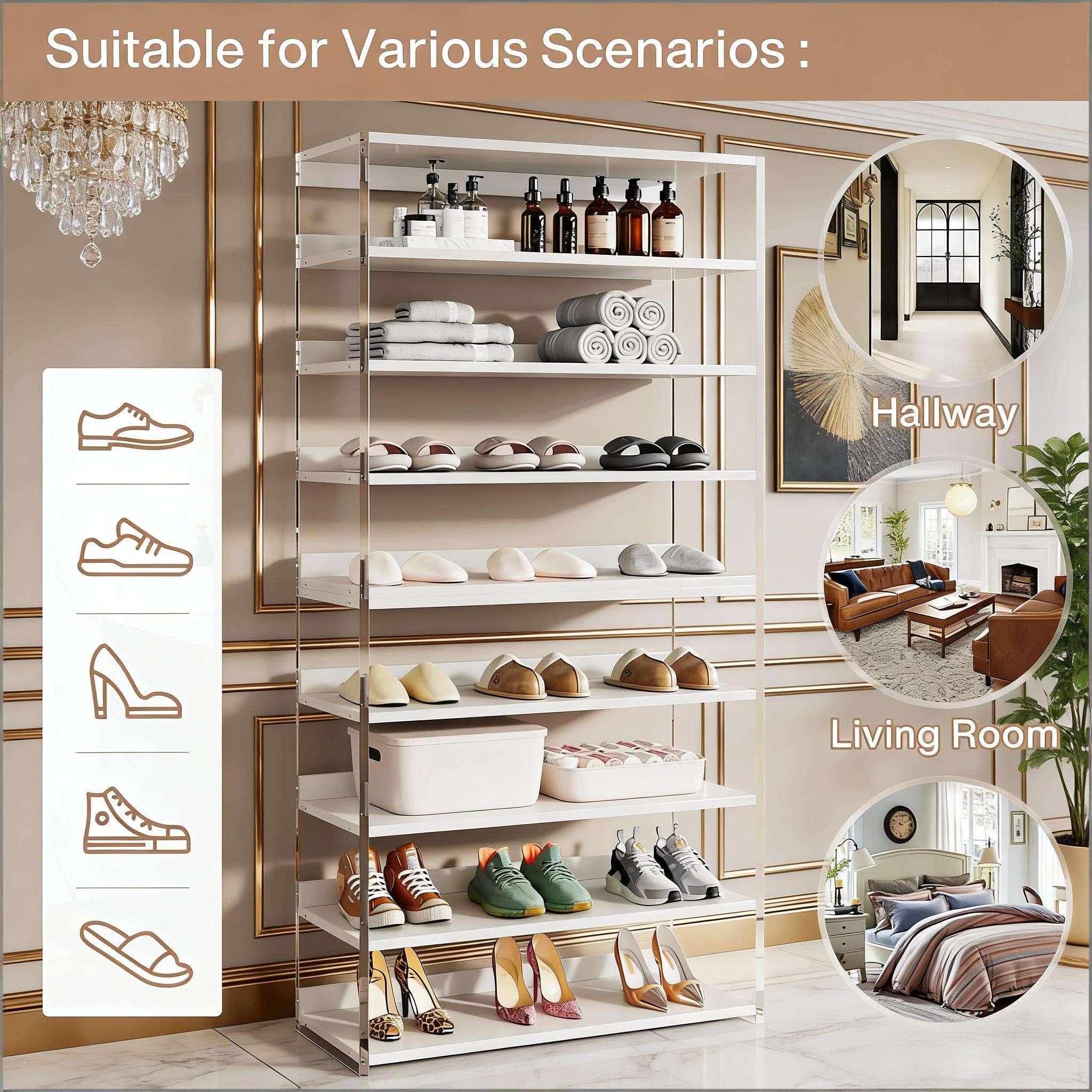 8-Tier Shoe Rack, 32 Pair Modern Shoe Storage Cabinet_maomaolike.com