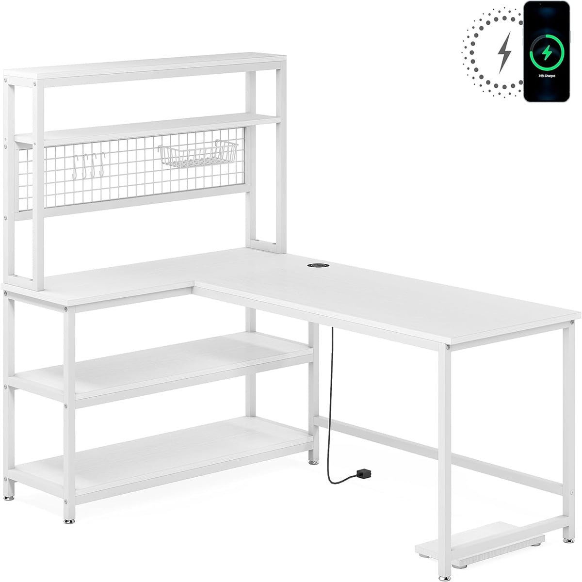 L-Shaped Desk ,Office Desk,Study Writing Table,white_voghion.com