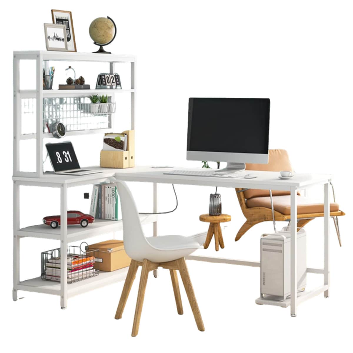 L-Shaped Desk ,Office Desk,Study Writing Table,white_voghion.com