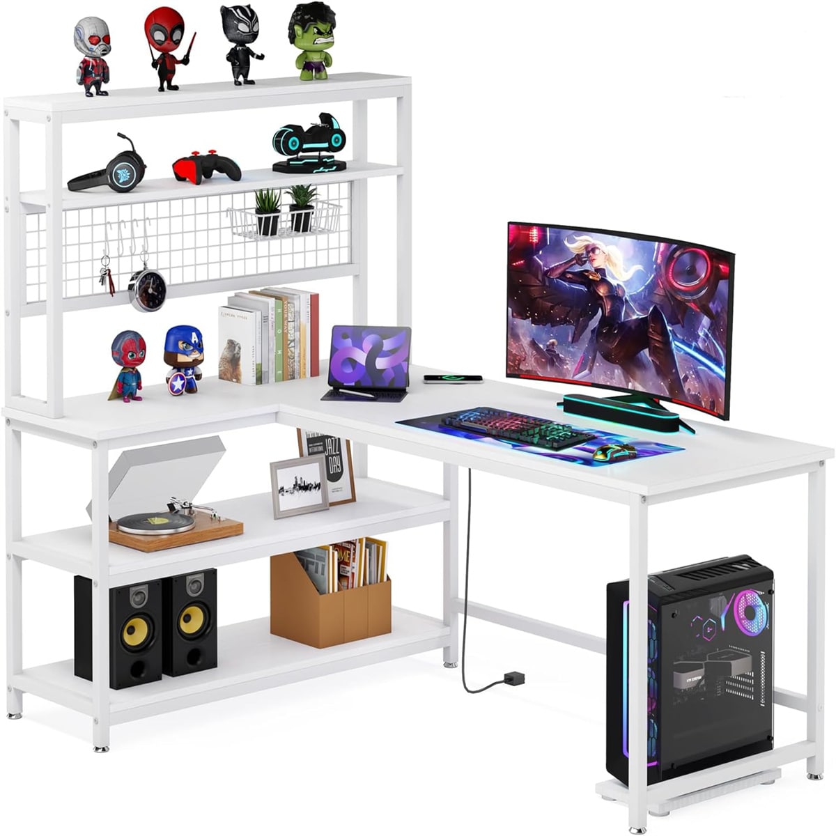 L-Shaped Desk ,Office Desk,Study Writing Table,white_voghion.com