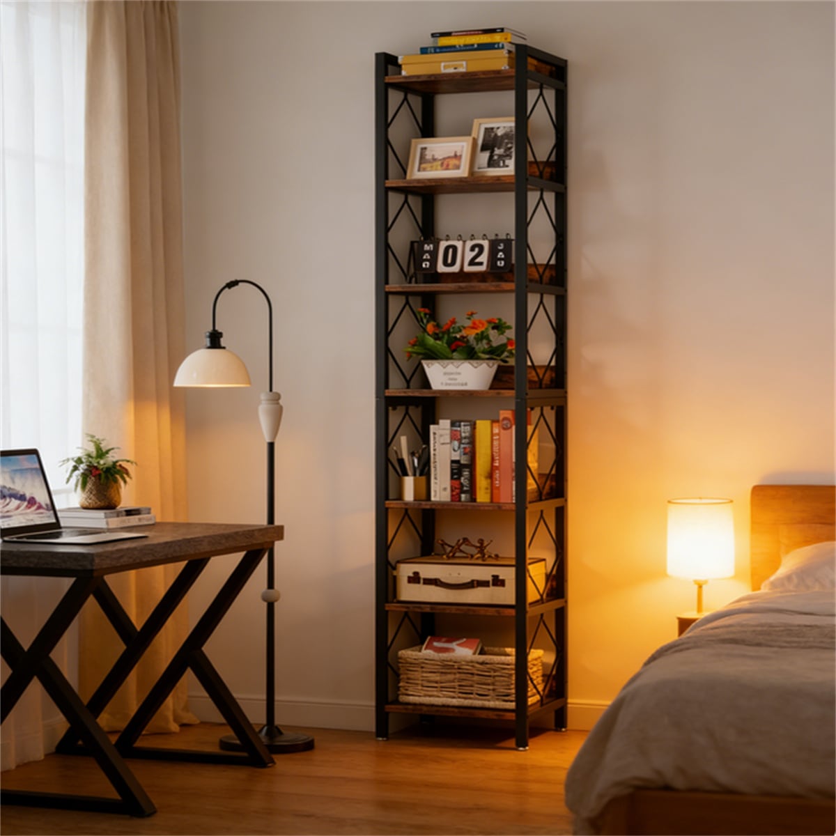 7-Tier Corner Shelf, Bookshelf Corner Bookcase_voghion.com