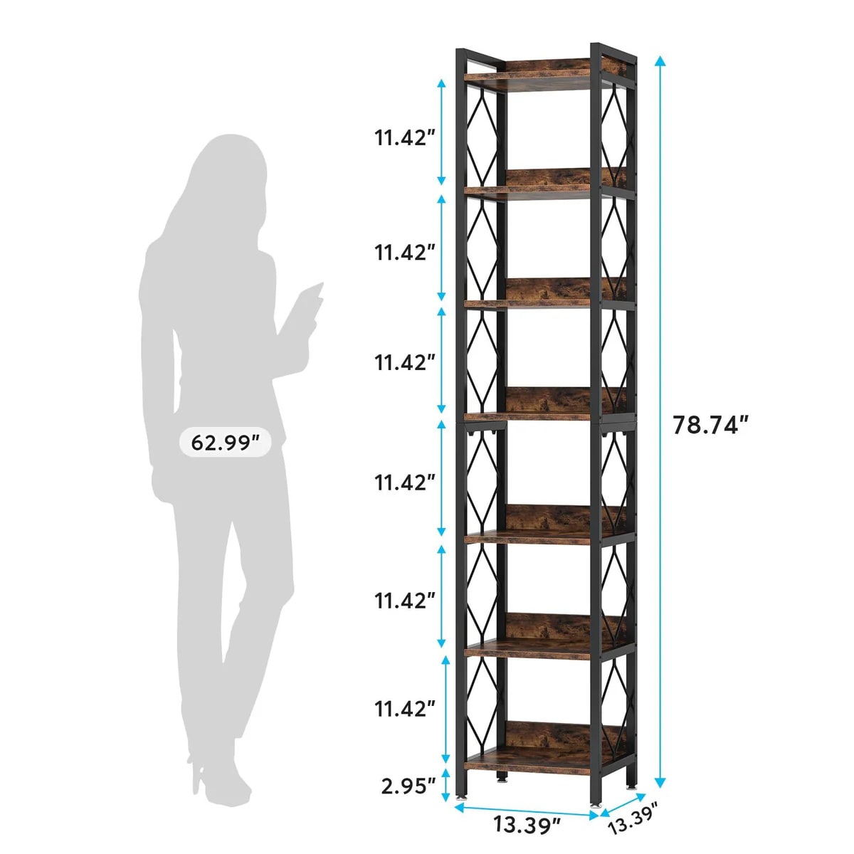 7-Tier Corner Shelf, Bookshelf Corner Bookcase_voghion.com