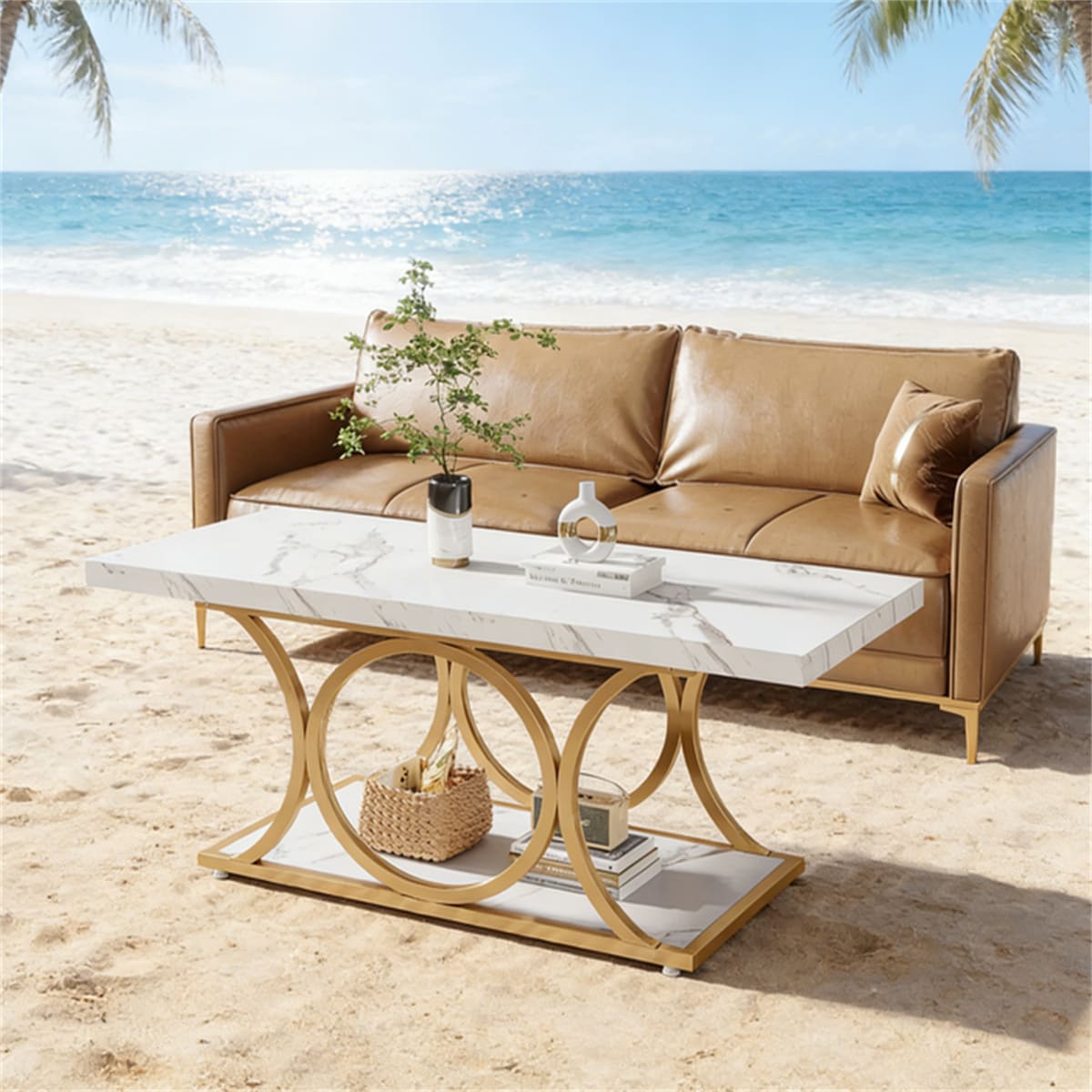 Coffee Table,Center Table With Marble Top_voghion.com