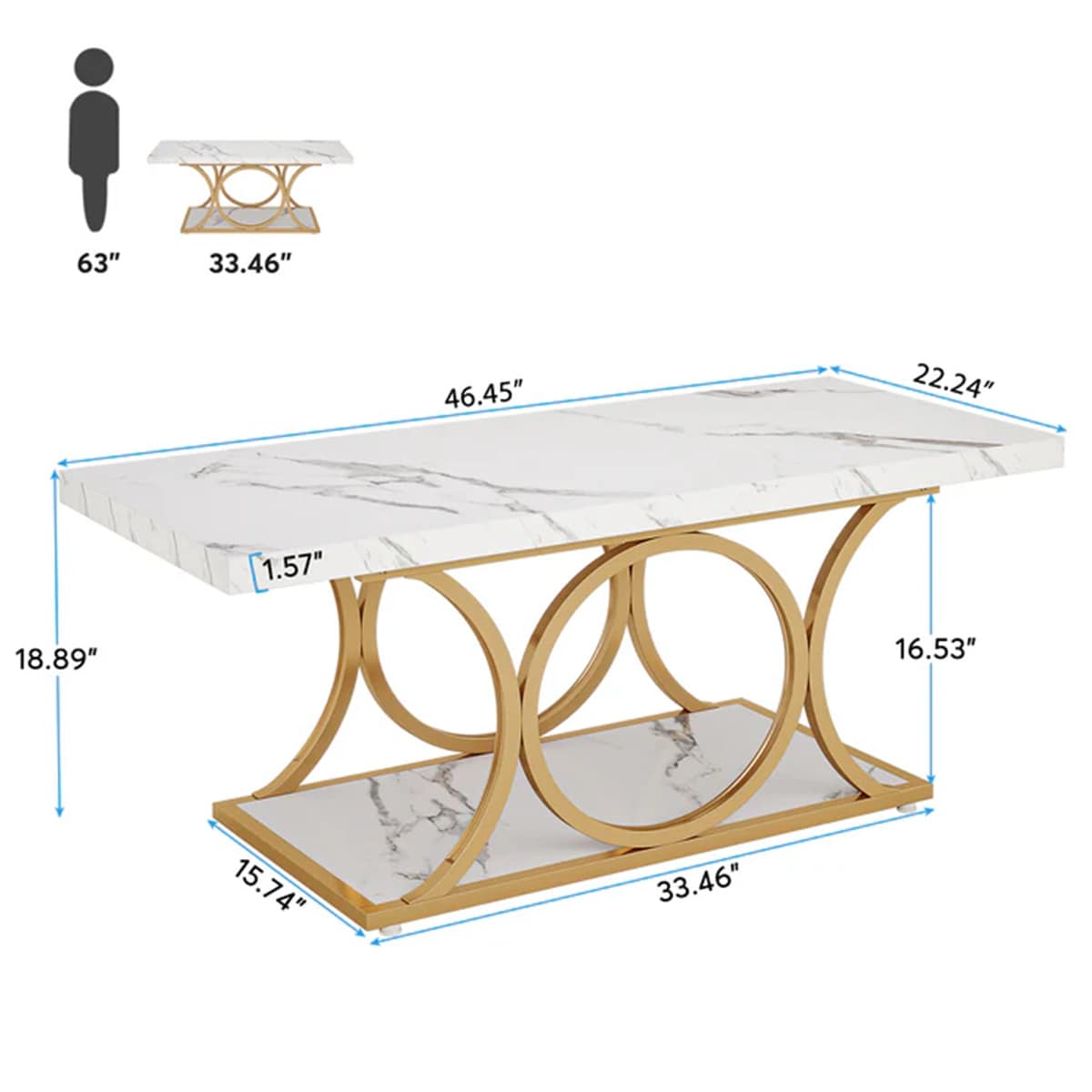 Coffee Table,Center Table With Marble Top_voghion.com