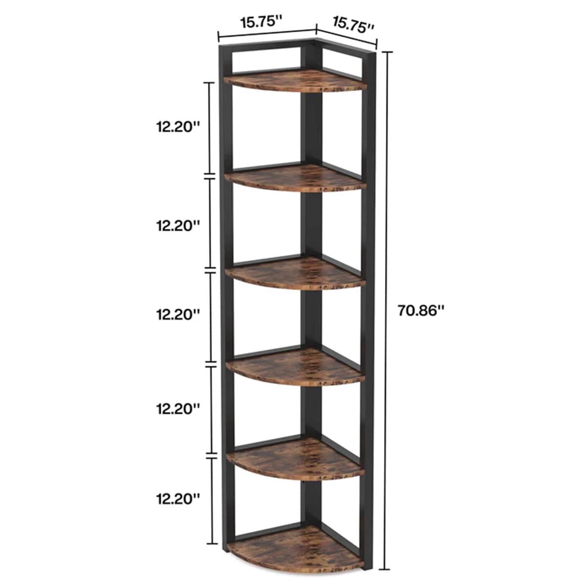6-Tier Corner Shelf, Small Corner Bookshelf Storage Rack_voghion.com