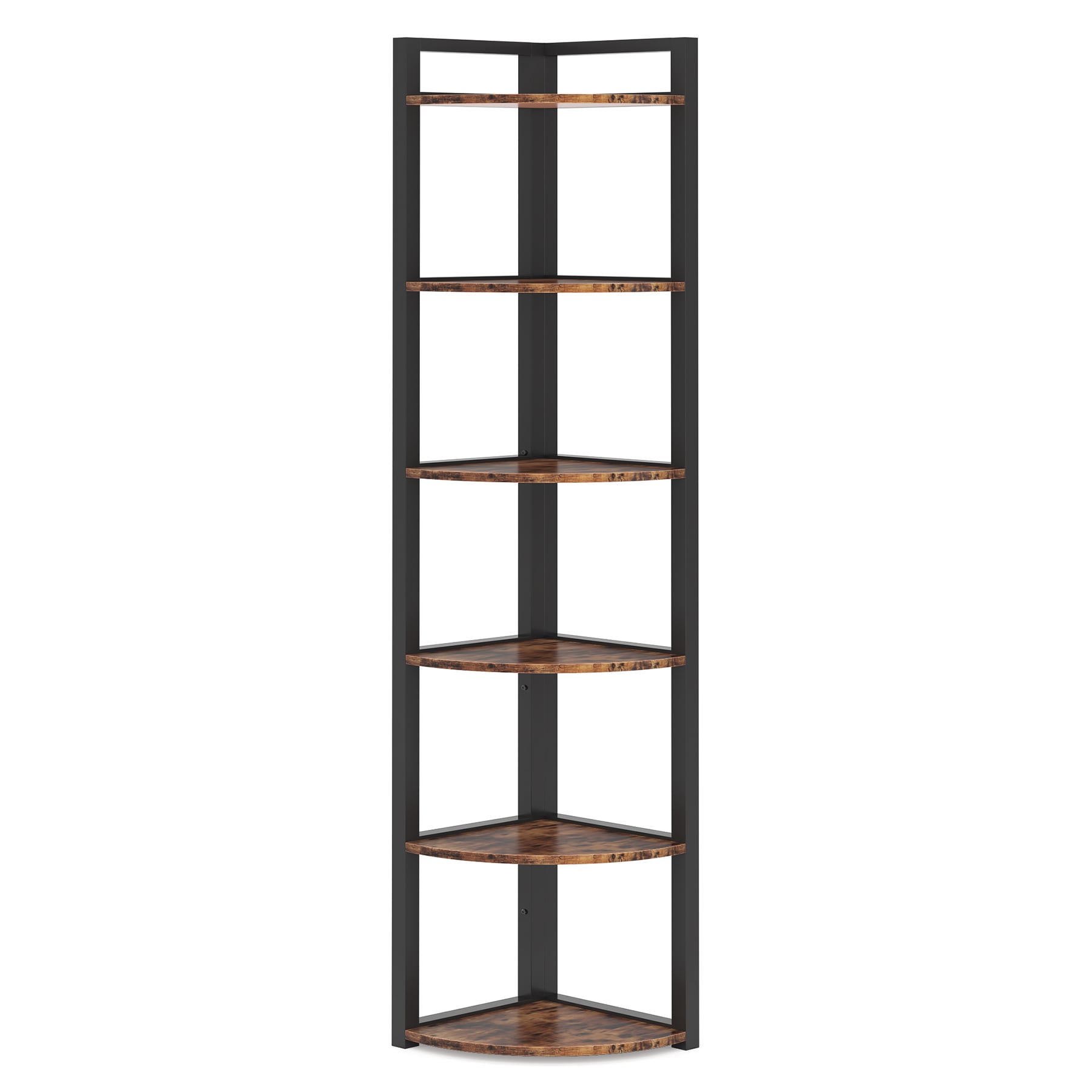 6-Tier Corner Shelf, Small Corner Bookshelf Storage Rack_voghion.com