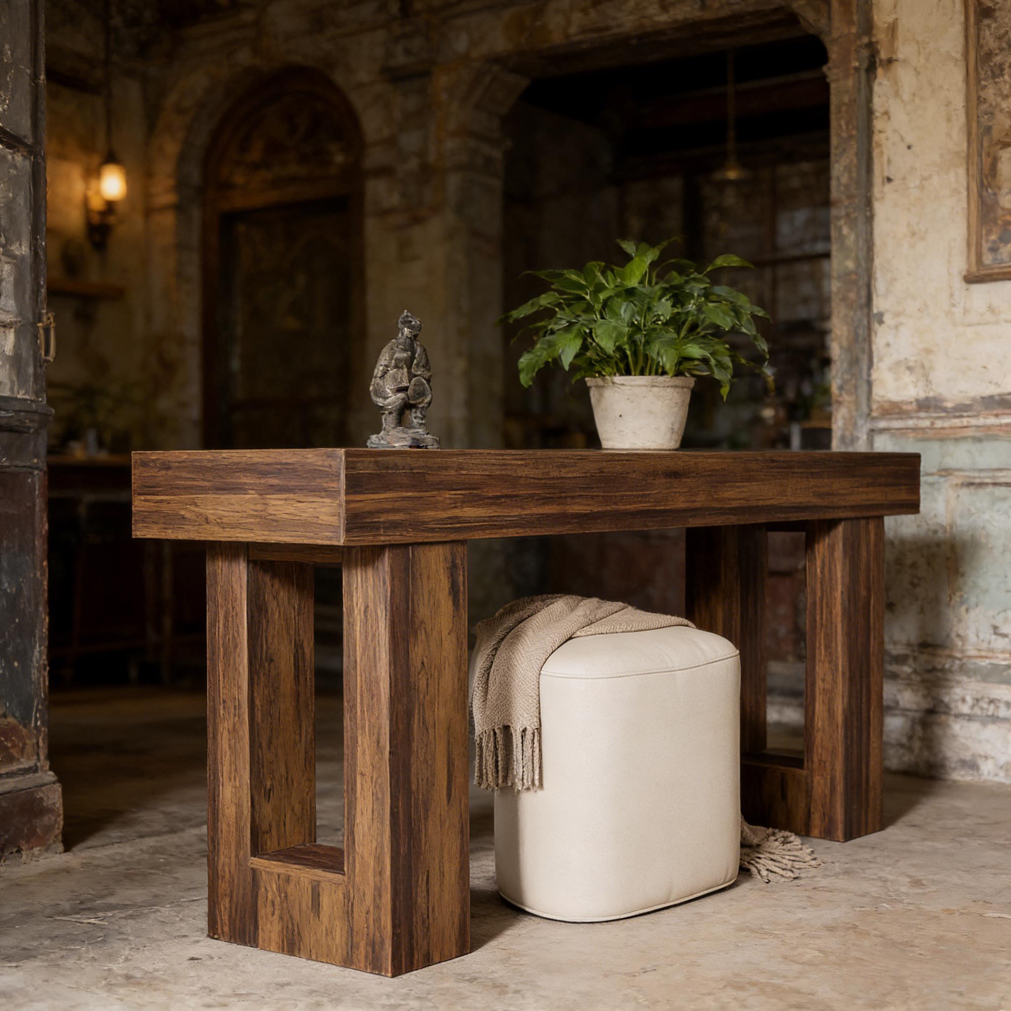 Wooden Sofa Table, 63-Inch Console Table For Entryway_voghion.com