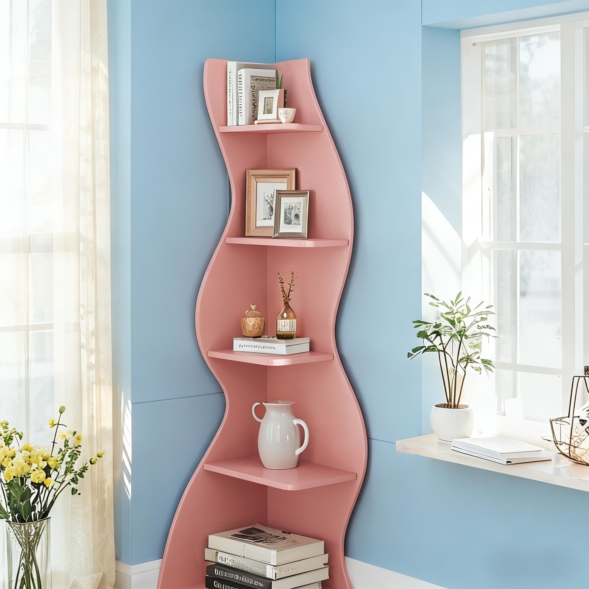 Modern Wall Corner Bookshelf Bookcase