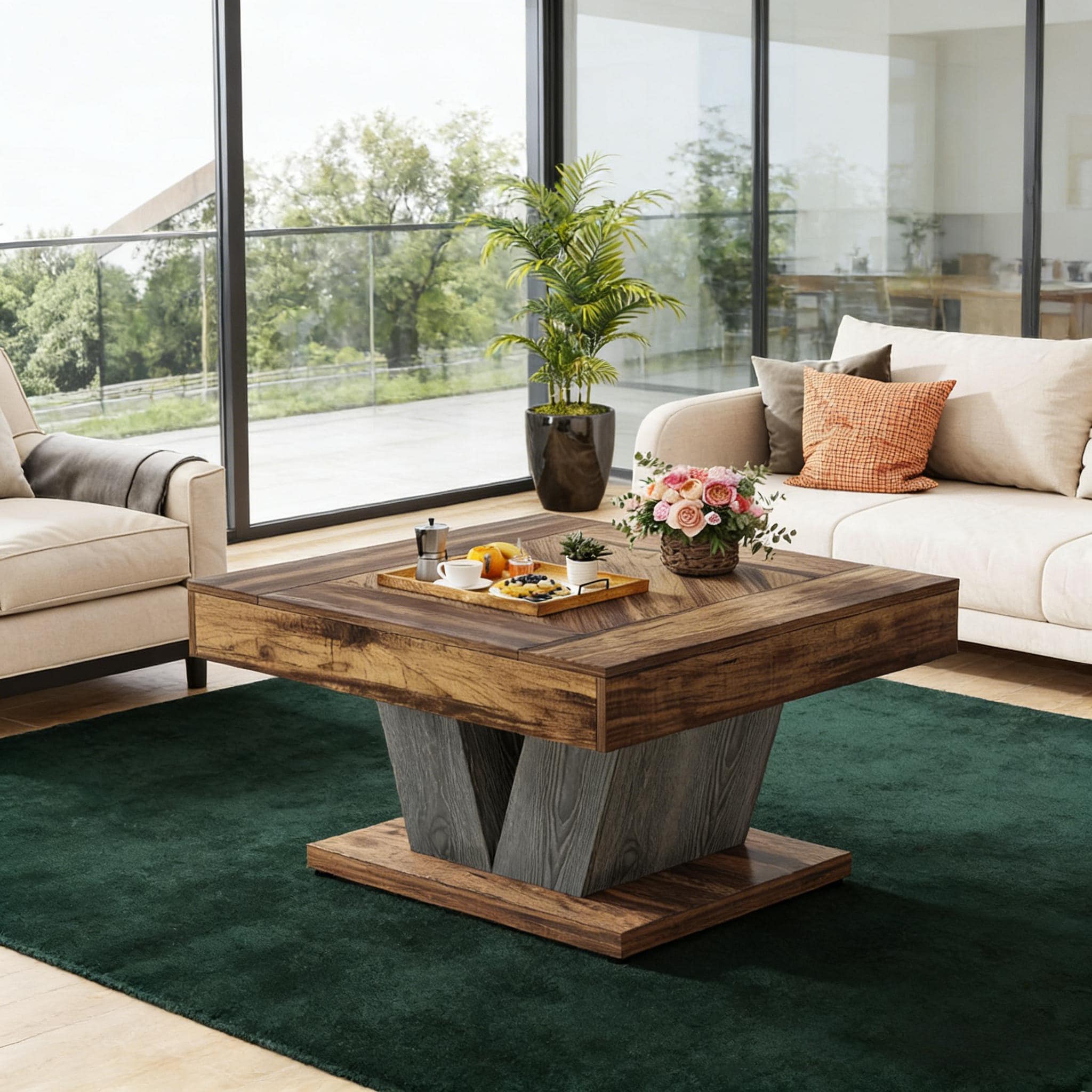 Wood Coffee Table, Modern Center Table Cocktail Tea Table_voghion.com
