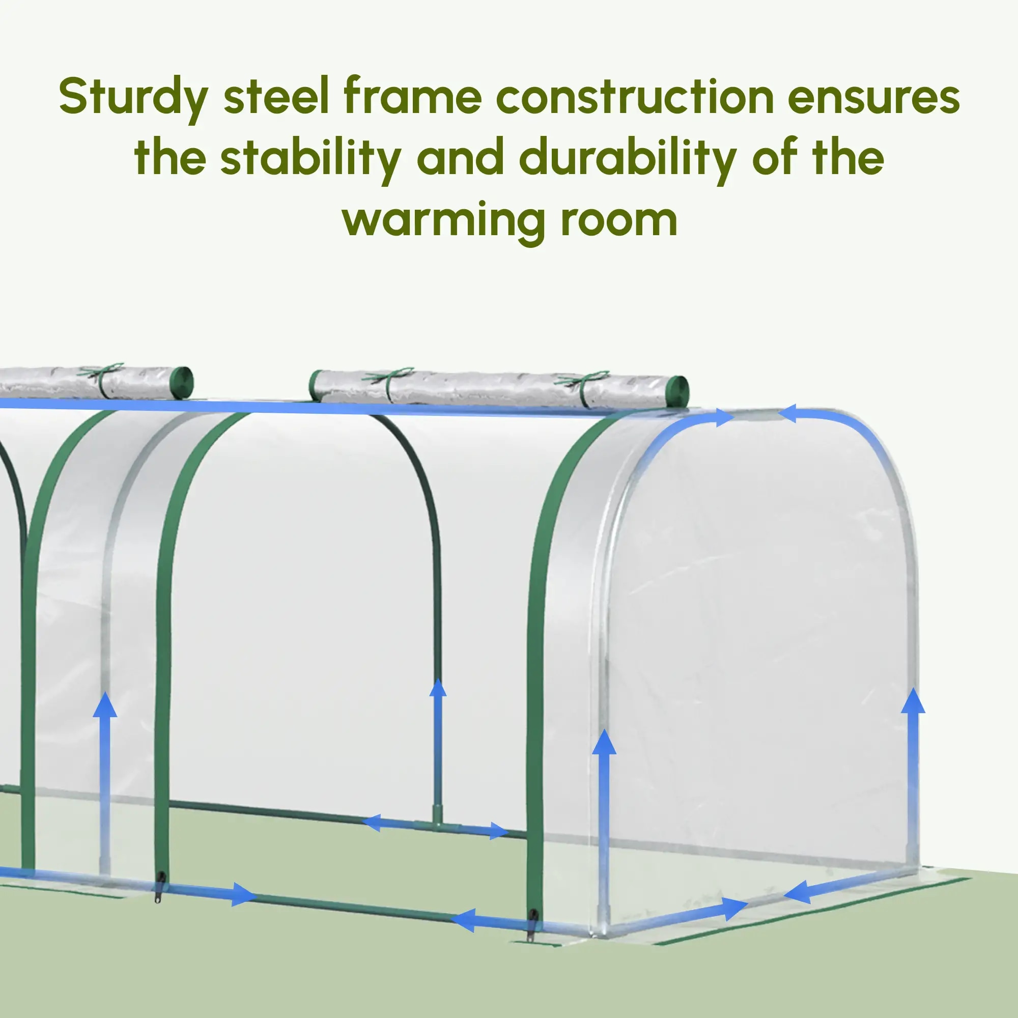 9.7' L X 3' W X 2.5' H Portable Tunneled Greenhouse With 3 Zippered Doors_maomaolike.com