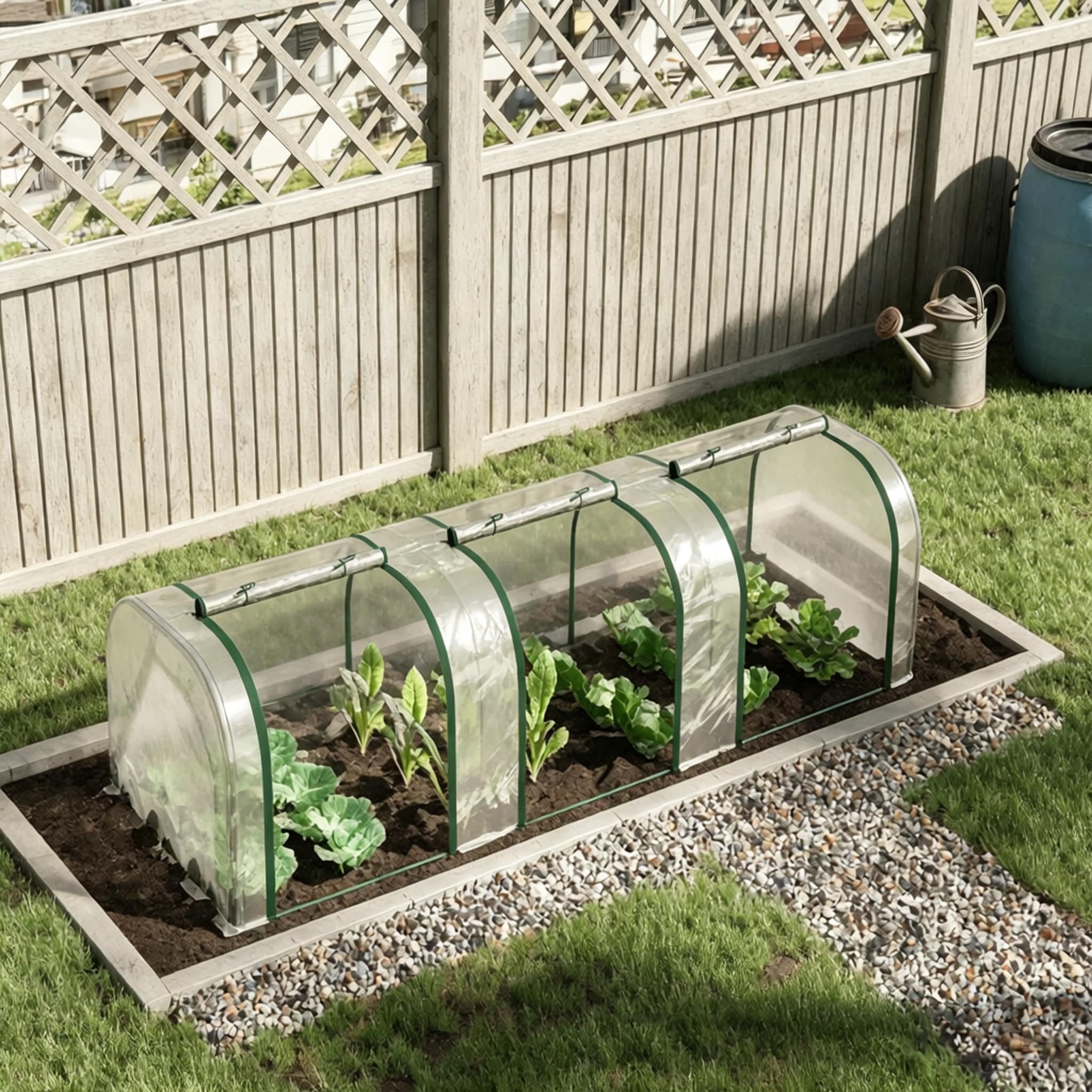 9.7' L X 3' W X 2.5' H Portable Tunneled Greenhouse With 3 Zippered Doors_voghion.com