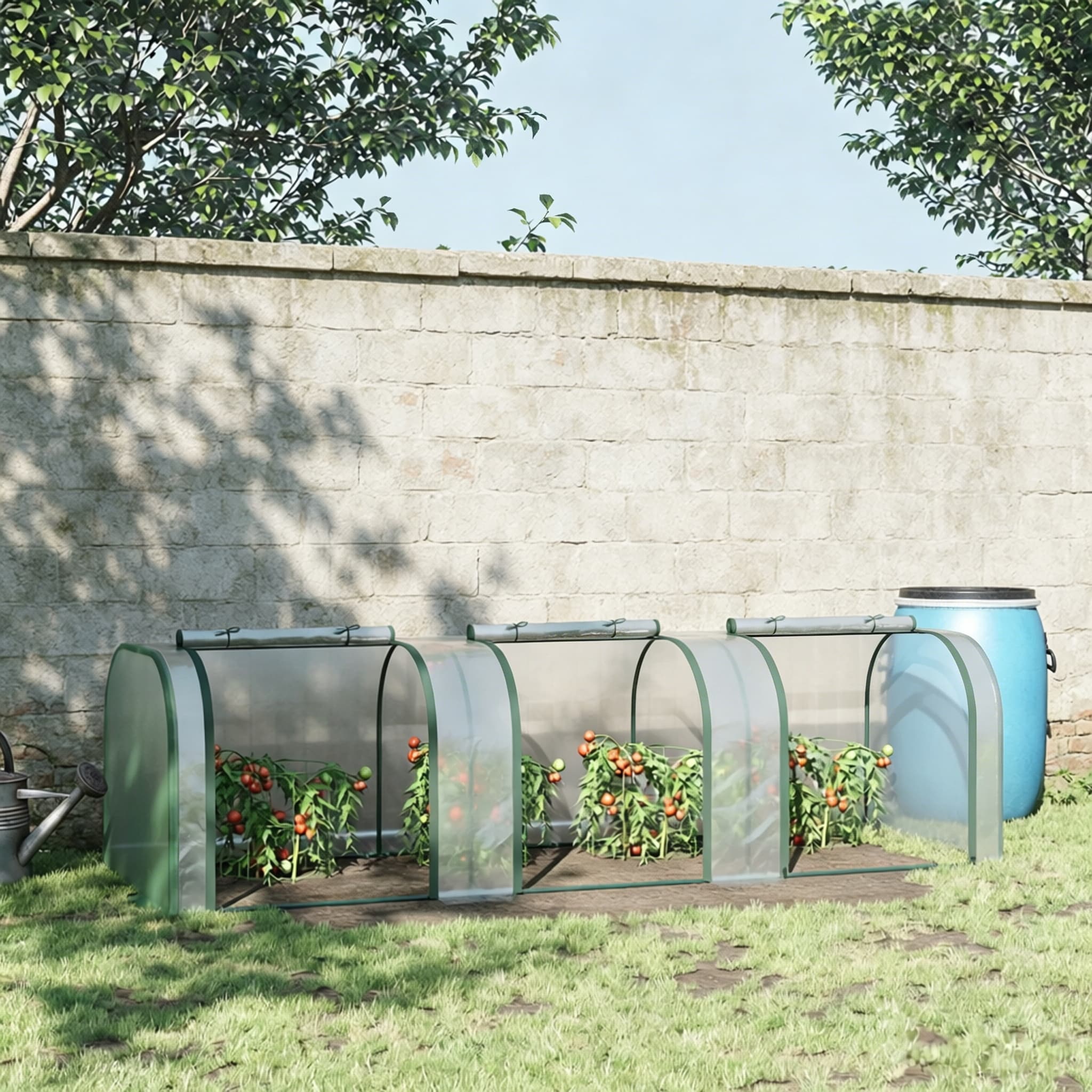 9.7' L X 3' W X 2.5' H Portable Tunneled Greenhouse With 3 Zippered Doors_maomaolike.com
