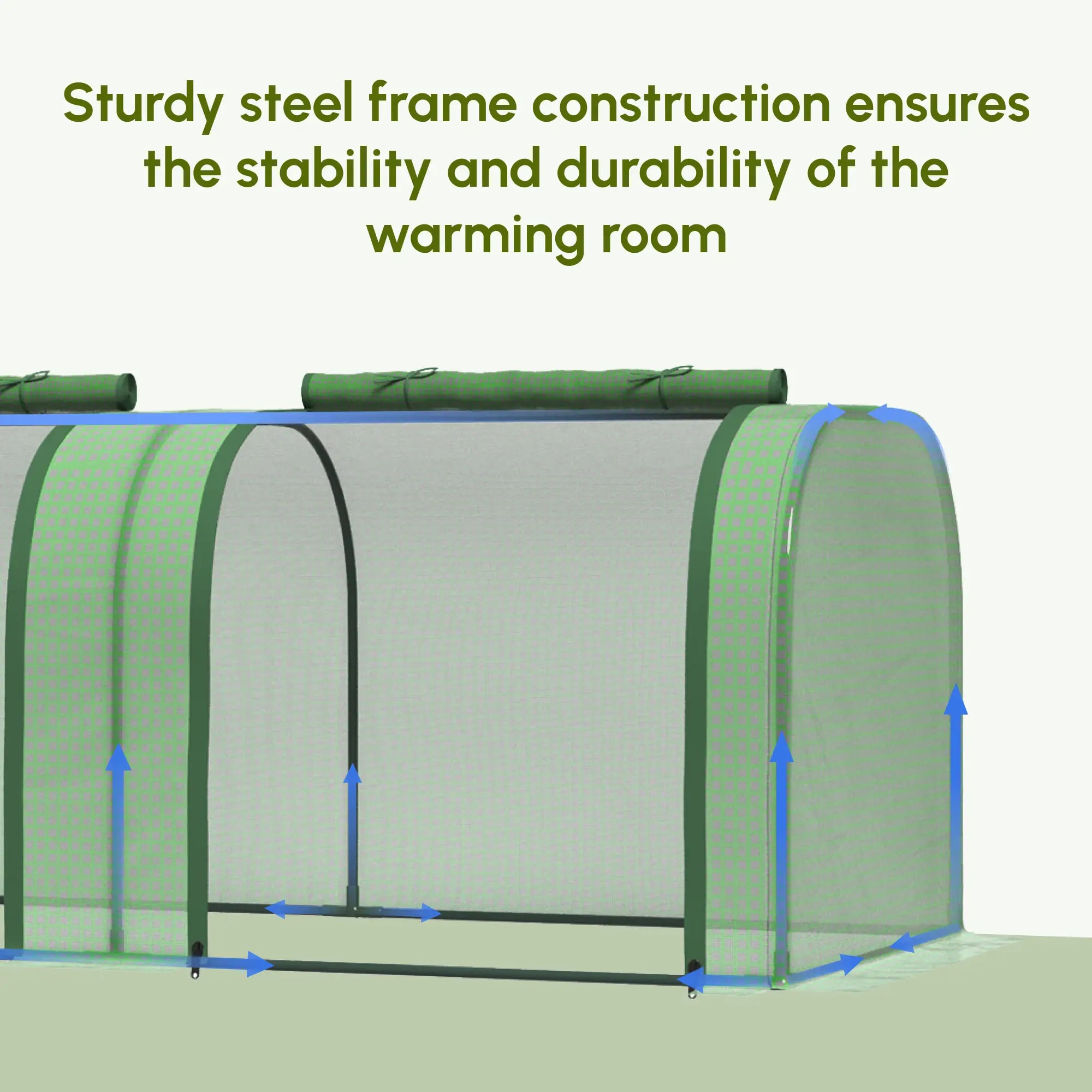 9.7' L X 3' W X 2.5' H Portable Tunneled Greenhouse With 3 Zippered Doors, Water/UV Fighting PE Cover Green_maomaolike.com