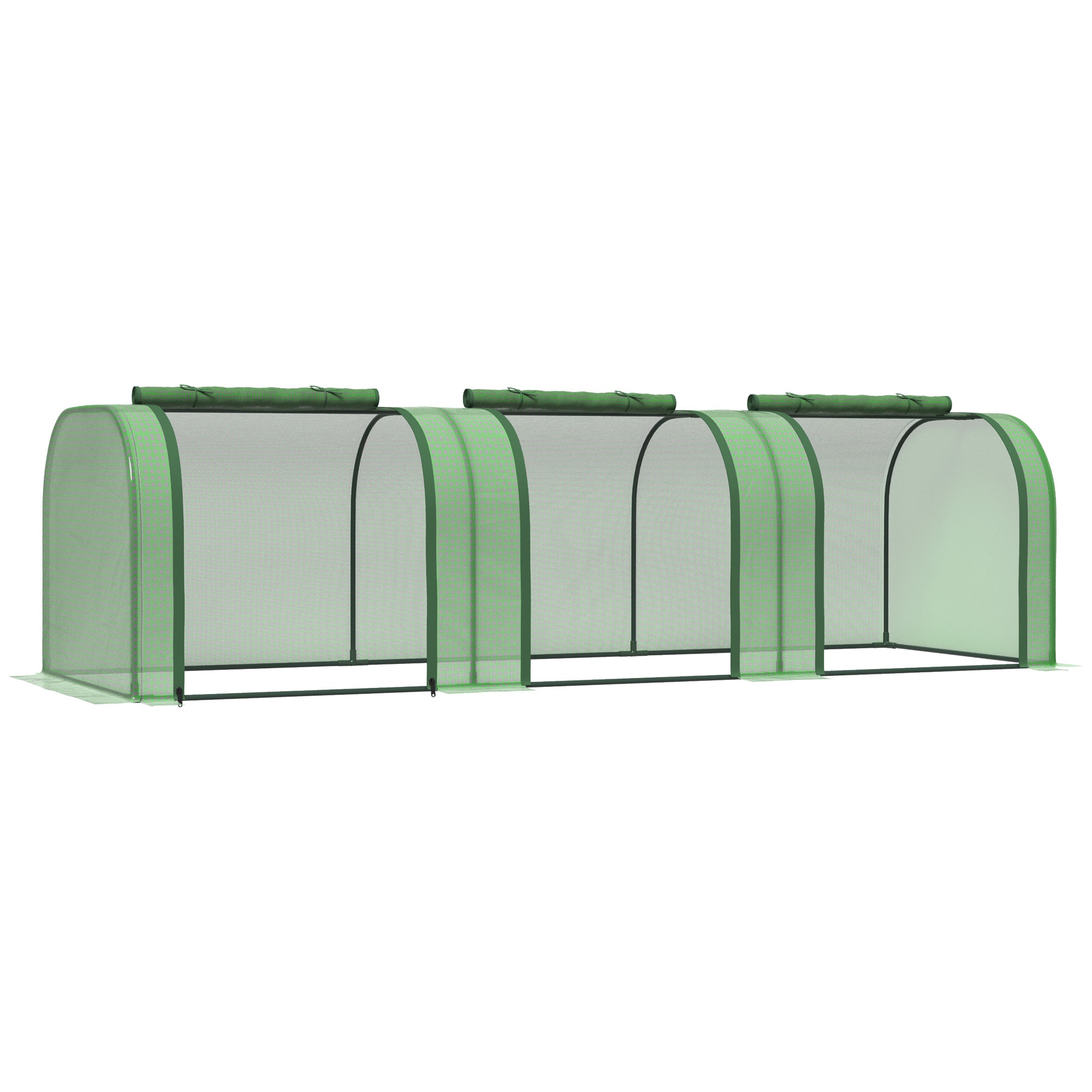 9.7' L X 3' W X 2.5' H Portable Tunneled Greenhouse With 3 Zippered Doors, Water/UV Fighting PE Cover Green_maomaolike.com