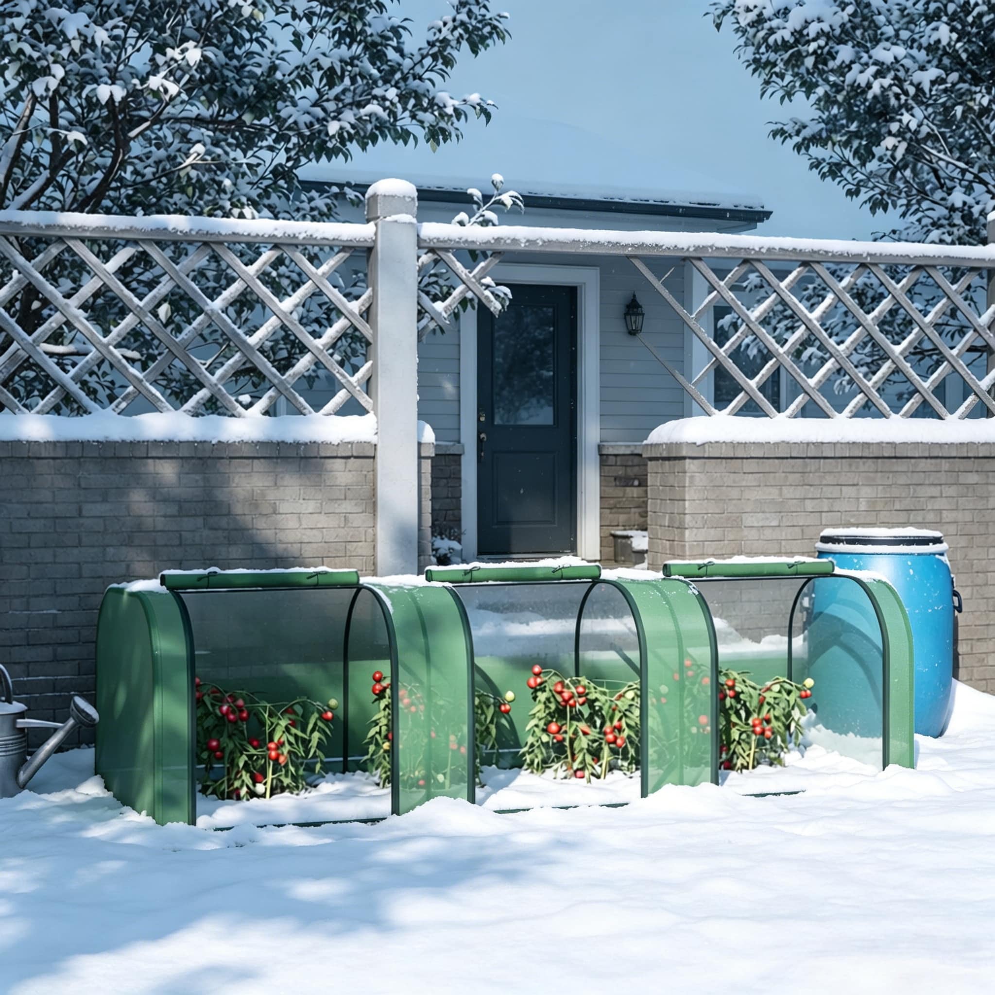 9.7' L X 3' W X 2.5' H Portable Tunneled Greenhouse With 3 Zippered Doors, Water/UV Fighting PE Cover Green_maomaolike.com