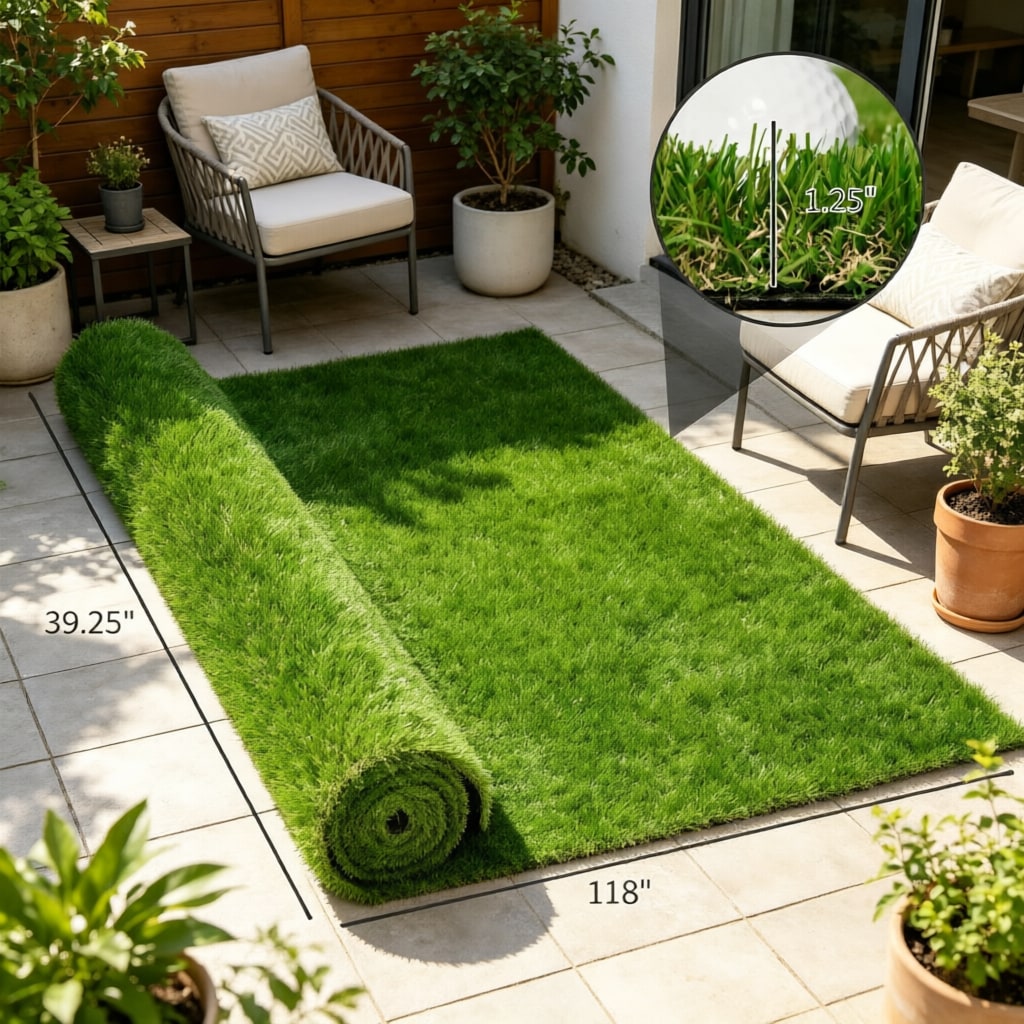 10' X 3' Artificial Turf Grass With Simulated Look & Feel UV Protection, & Drain Holes For Rain_maomaolike.com