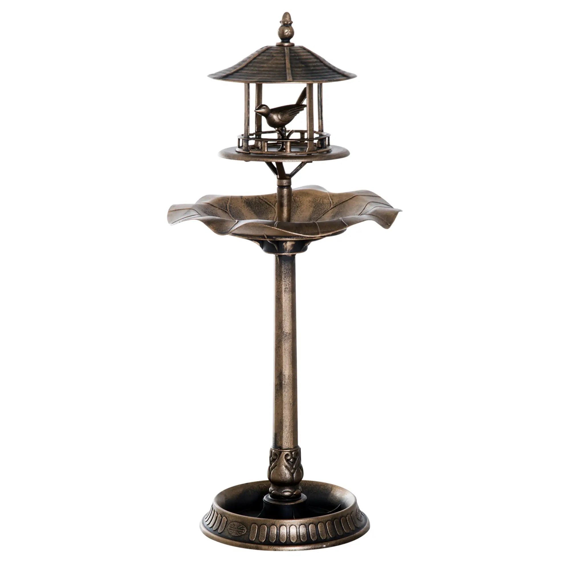 3 In 1 Garden Bird Bath Bowl Pedestal With Bird Feeder, Large Water Basin, Underneath Flower Planter_maomaolike.com