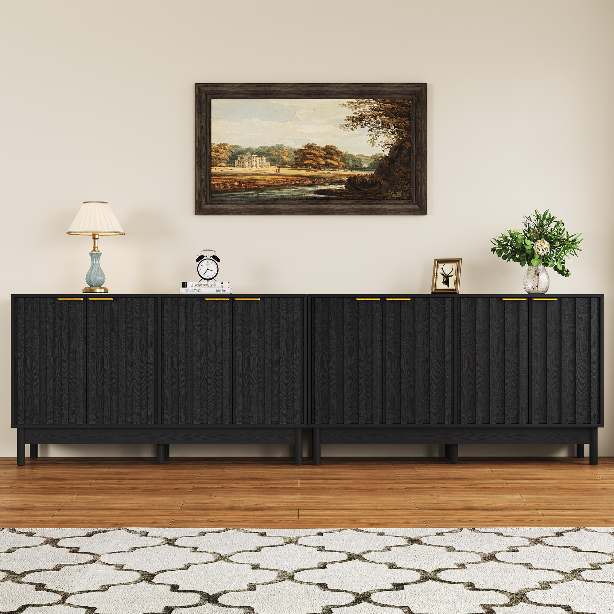 Buffet Cabinet With Storage Fluted Sideboard And Adjustable Shelves_voghion.com