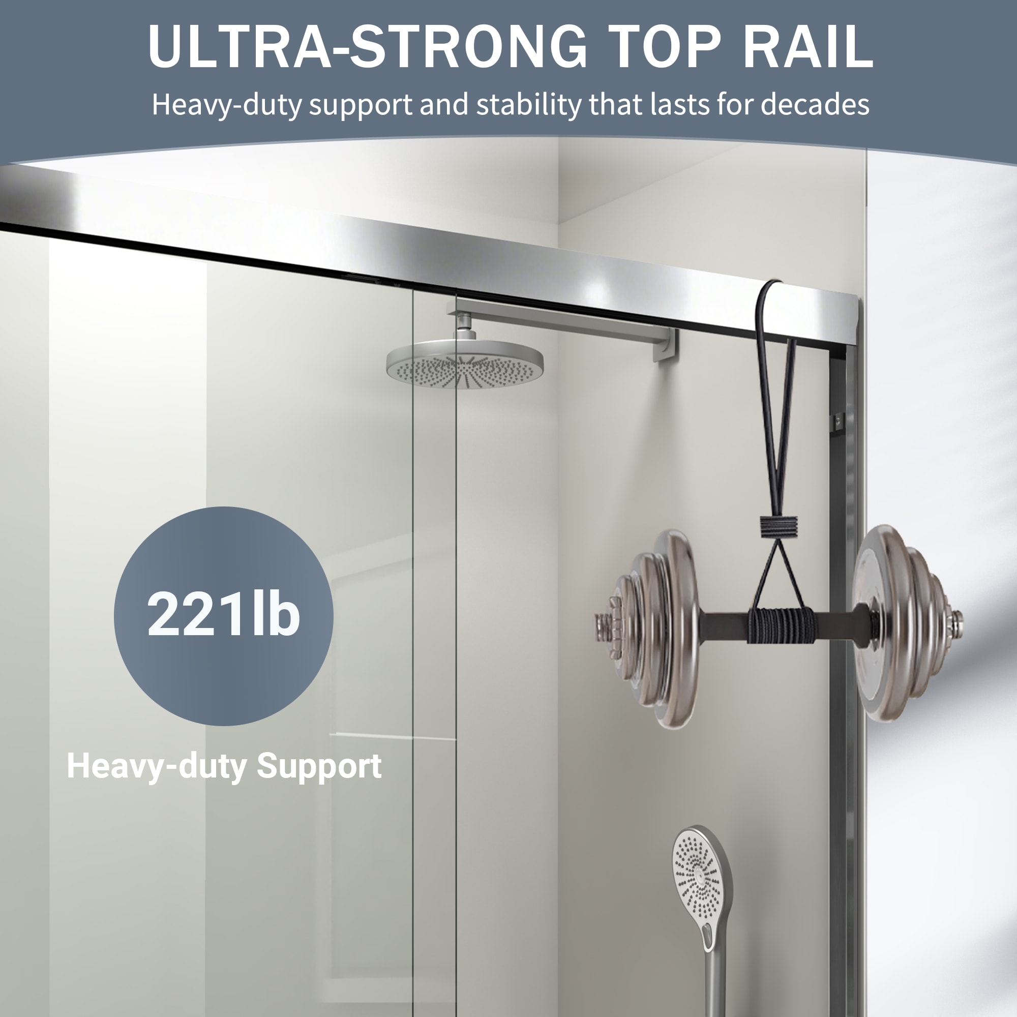 Double Sliding Shower Door Semi-frameless Chrome Bathroom Entry_voghion.com