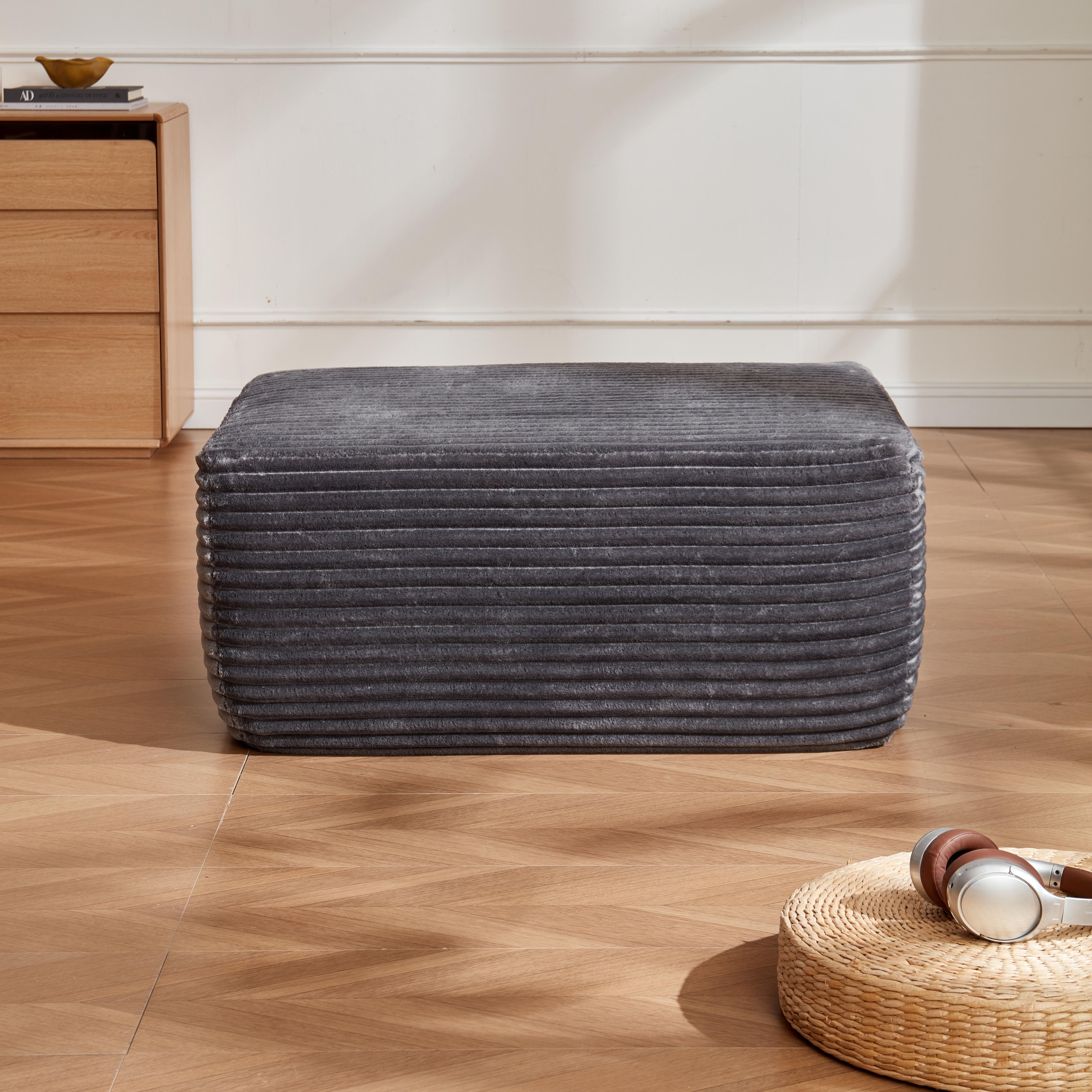 OTTOMAN-PLUSH-GREY-It Can Be Used As A Coffee Table, A Footstool, Paired With An L-shaped Sofa, Or For Main Living Room Use._voghion.com